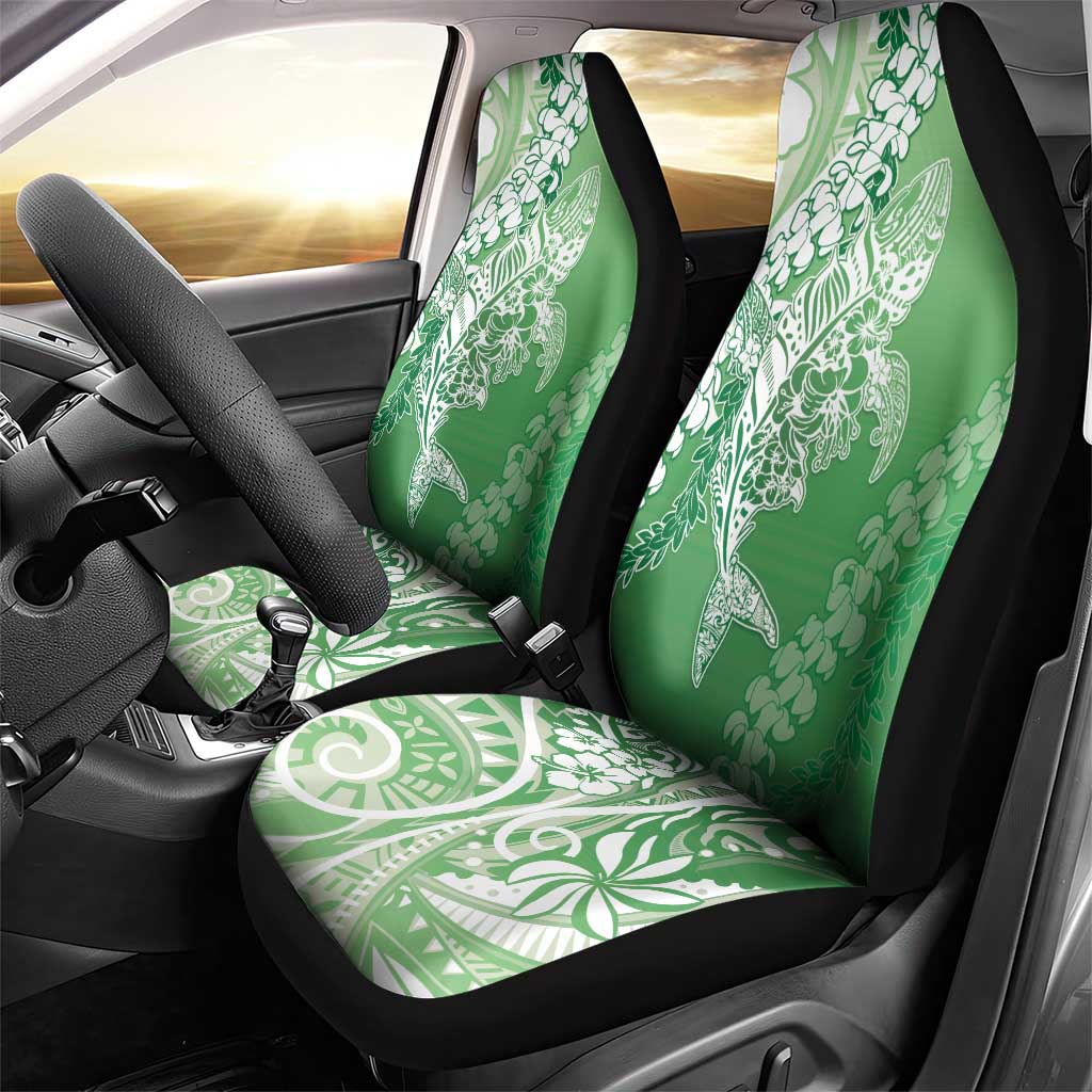 Hawaii Puakenikeni And Maile Lei Car Seat Cover Green Polynesian Shark Tattoo DT05
