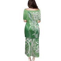 Hawaii Puakenikeni And Maile Lei Family Matching Puletasi and Hawaiian Shirt Green Polynesian Shark Tattoo DT05