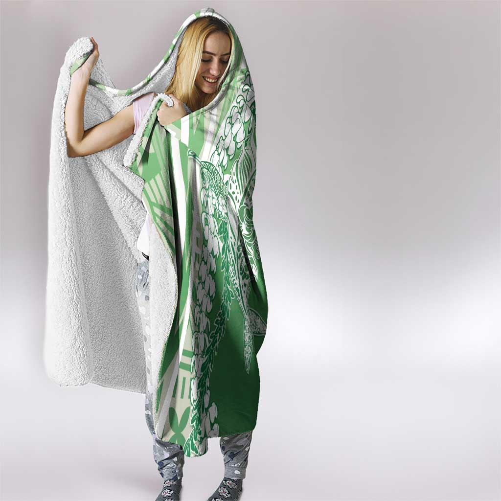 Hawaii Puakenikeni And Maile Lei Hooded Blanket Green Polynesian Shark Tattoo DT05 - Polynesian Pride