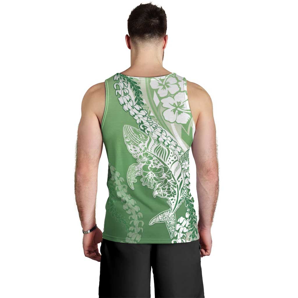 Hawaii Puakenikeni And Maile Lei Men Tank Top Green Polynesian Shark Tattoo DT05