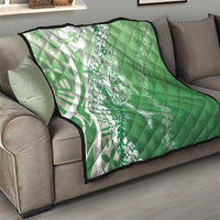 Hawaii Puakenikeni And Maile Lei Quilt Green Polynesian Shark Tattoo DT05