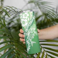 Hawaii Puakenikeni And Maile Lei Skinny Tumbler Green Polynesian Shark Tattoo DT05