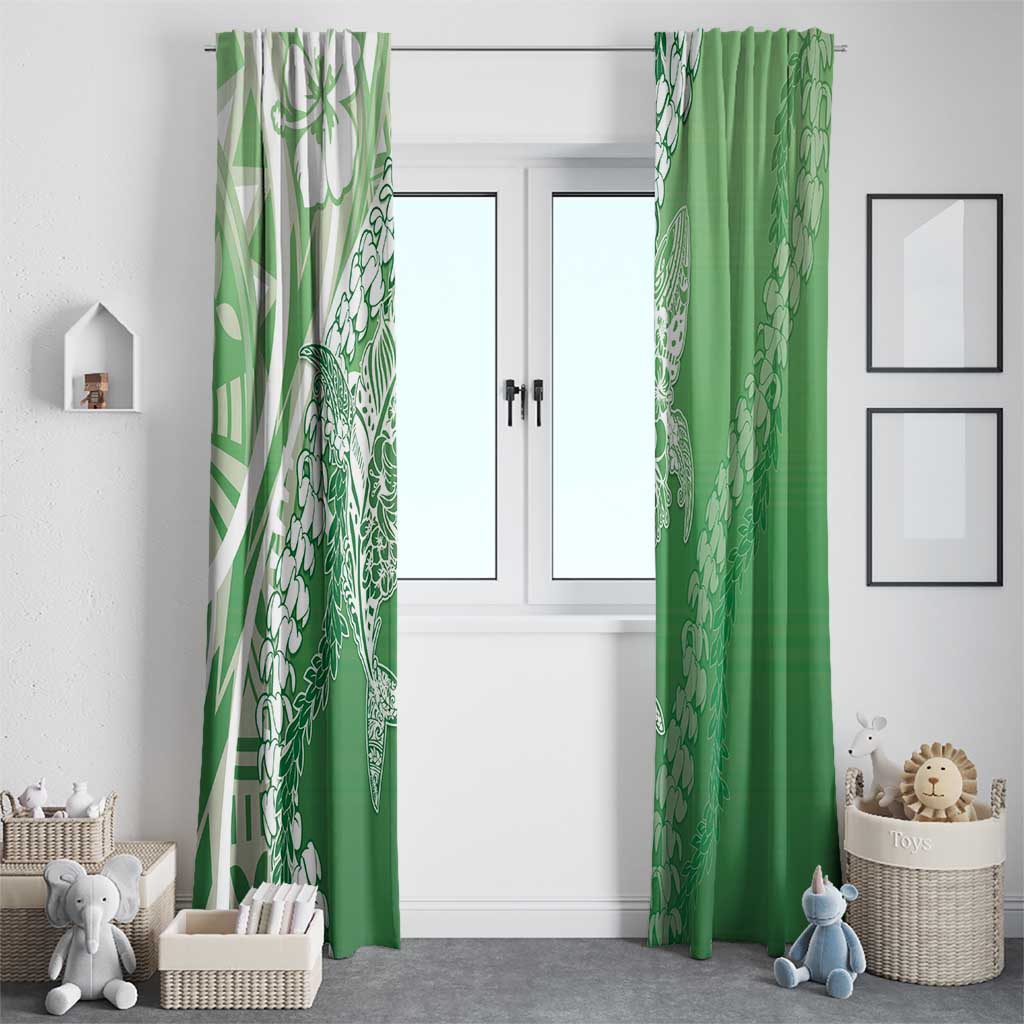 Hawaii Puakenikeni And Maile Lei Window Curtain Green Polynesian Shark Tattoo DT05