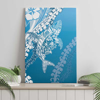 Hawaii Puakenikeni And Maile Lei Canvas Wall Art Blue Polynesian Shark Tattoo DT05