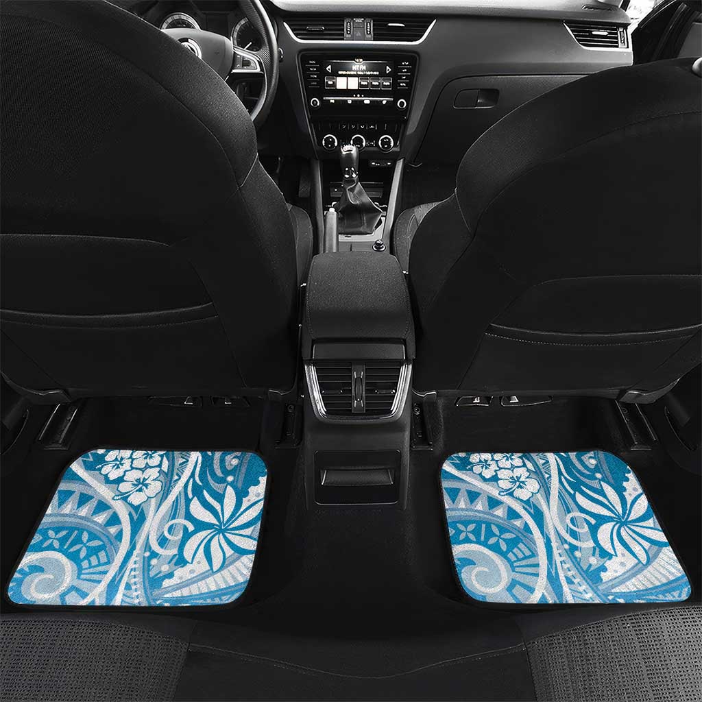 Hawaii Puakenikeni And Maile Lei Car Mats Blue Polynesian Shark Tattoo DT05