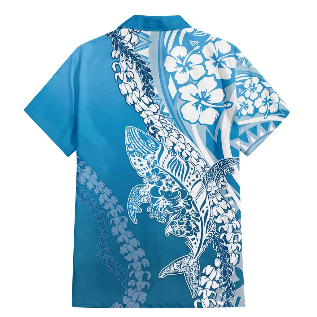 Hawaii Puakenikeni And Maile Lei Family Matching Mermaid Dress and Hawaiian Shirt Blue Polynesian Shark Tattoo DT05