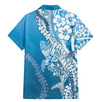 Hawaii Puakenikeni And Maile Lei Family Matching Mermaid Dress and Hawaiian Shirt Blue Polynesian Shark Tattoo DT05