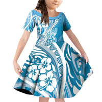 Hawaii Puakenikeni And Maile Lei Family Matching Off Shoulder Short Dress and Hawaiian Shirt Blue Polynesian Shark Tattoo DT05