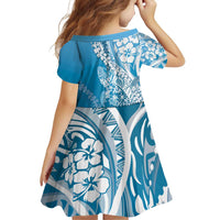 Hawaii Puakenikeni And Maile Lei Family Matching Off Shoulder Short Dress and Hawaiian Shirt Blue Polynesian Shark Tattoo DT05