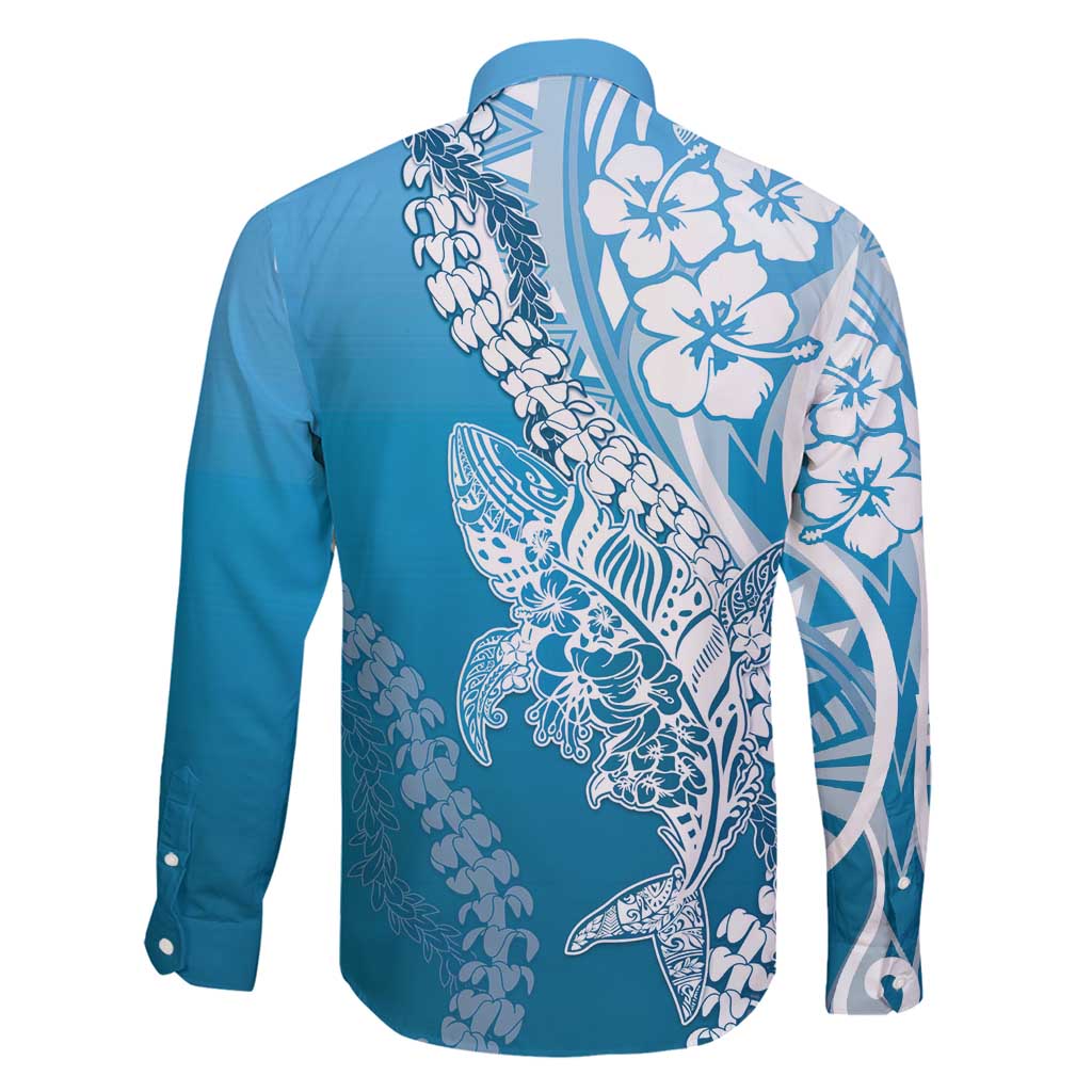 Hawaii Puakenikeni And Maile Lei Family Matching Puletasi and Hawaiian Shirt Blue Polynesian Shark Tattoo DT05