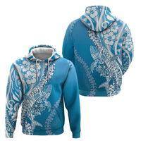 Hawaii Puakenikeni And Maile Lei Hoodie Blue Polynesian Shark Tattoo DT05