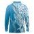 Hawaii Puakenikeni And Maile Lei Long Sleeve Polo Shirt Blue Polynesian Shark Tattoo DT05