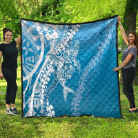 Hawaii Puakenikeni And Maile Lei Quilt Blue Polynesian Shark Tattoo DT05