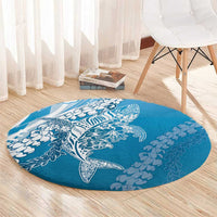 Hawaii Puakenikeni And Maile Lei Round Carpet Blue Polynesian Shark Tattoo DT05