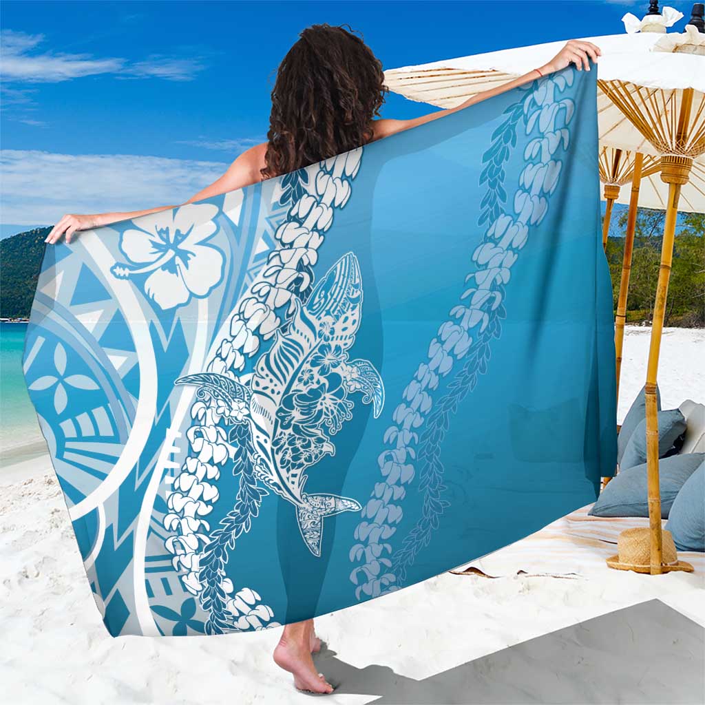 Hawaii Puakenikeni And Maile Lei Sarong Blue Polynesian Shark Tattoo DT05