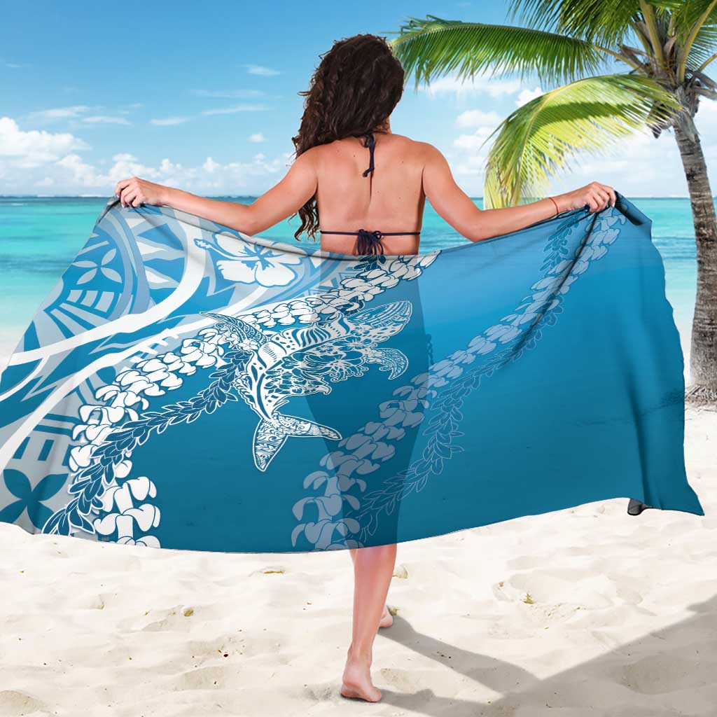Hawaii Puakenikeni And Maile Lei Sarong Blue Polynesian Shark Tattoo DT05