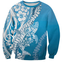 Hawaii Puakenikeni And Maile Lei Sweatshirt Blue Polynesian Shark Tattoo DT05 Unisex Blue - Polynesian Pride