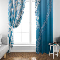Hawaii Puakenikeni And Maile Lei Window Curtain Blue Polynesian Shark Tattoo DT05