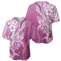 Hawaii Puakenikeni And Maile Lei Baseball Jersey Pink Polynesian Shark Tattoo DT05