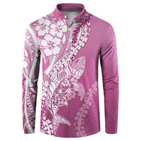 Hawaii Puakenikeni And Maile Lei Button Sweatshirt Pink Polynesian Shark Tattoo DT05 Pink - Polynesian Pride