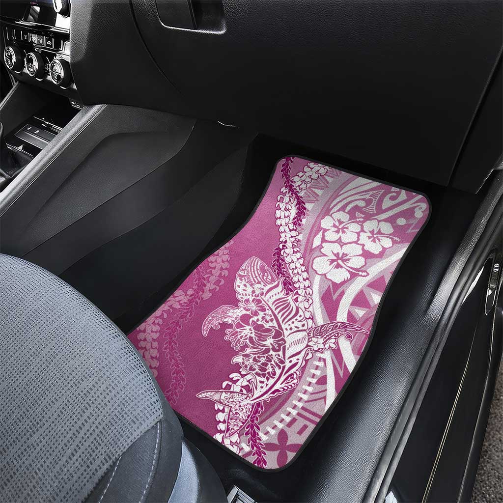 Hawaii Puakenikeni And Maile Lei Car Mats Pink Polynesian Shark Tattoo DT05