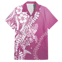 Hawaii Puakenikeni And Maile Lei Family Matching Long Sleeve Bodycon Dress and Hawaiian Shirt Pink Polynesian Shark Tattoo DT05