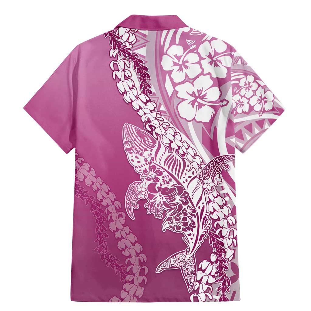 Hawaii Puakenikeni And Maile Lei Family Matching Mermaid Dress and Hawaiian Shirt Pink Polynesian Shark Tattoo DT05