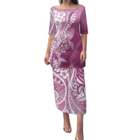 Hawaii Puakenikeni And Maile Lei Family Matching Puletasi and Hawaiian Shirt Pink Polynesian Shark Tattoo DT05