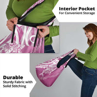 Hawaii Puakenikeni And Maile Lei Grocery Bag Pink Polynesian Shark Tattoo DT05