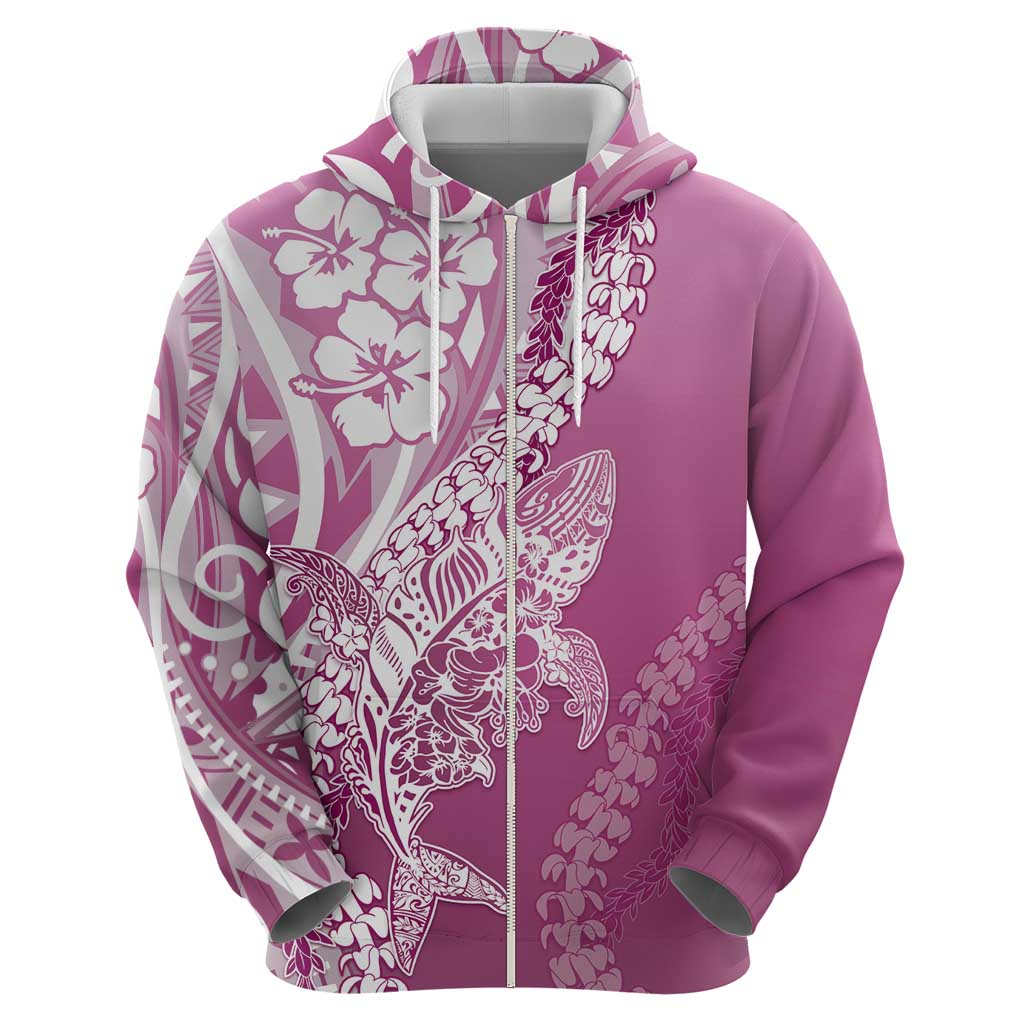 Hawaii Puakenikeni And Maile Lei Hoodie Pink Polynesian Shark Tattoo DT05