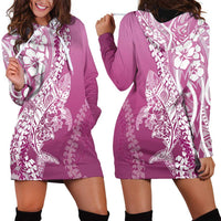 Hawaii Puakenikeni And Maile Lei Hoodie Dress Pink Polynesian Shark Tattoo DT05