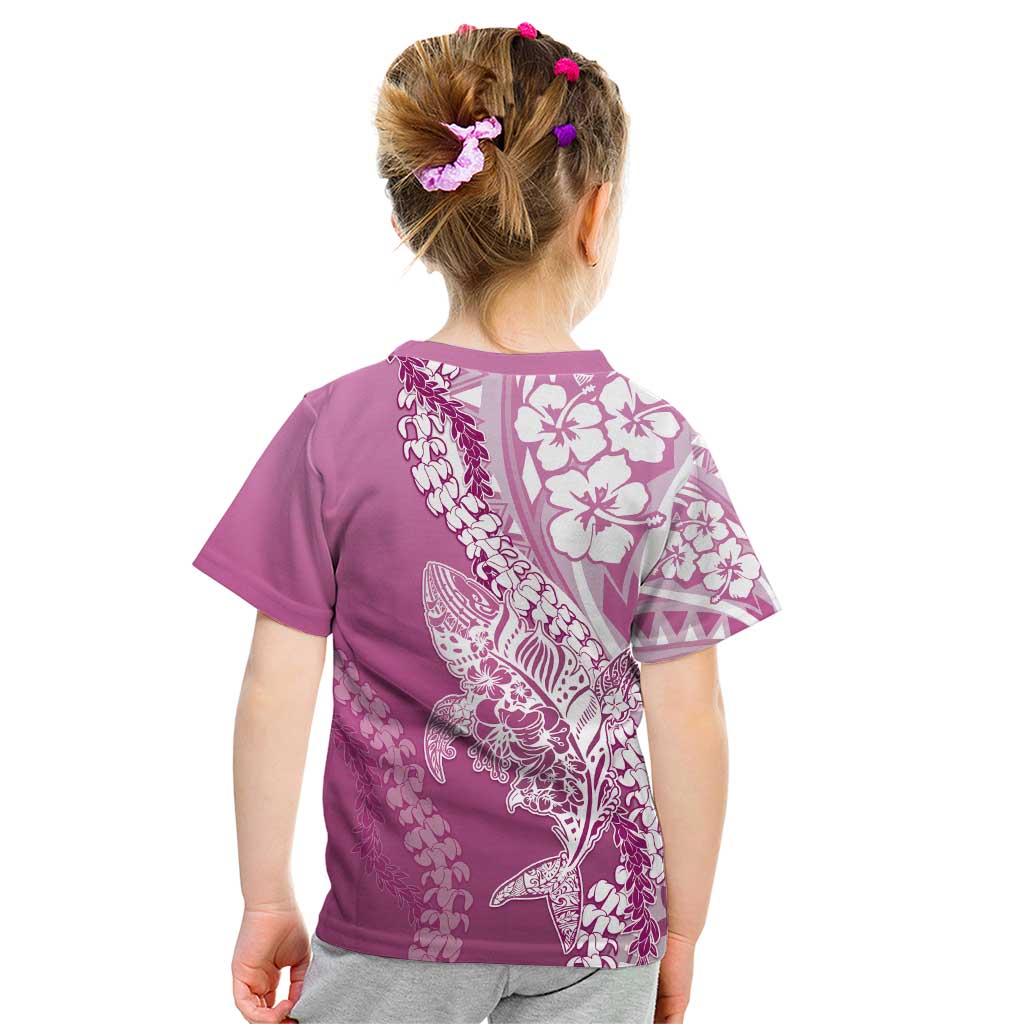 Hawaii Puakenikeni And Maile Lei Kid T Shirt Pink Polynesian Shark Tattoo DT05