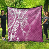 Hawaii Puakenikeni And Maile Lei Quilt Pink Polynesian Shark Tattoo DT05