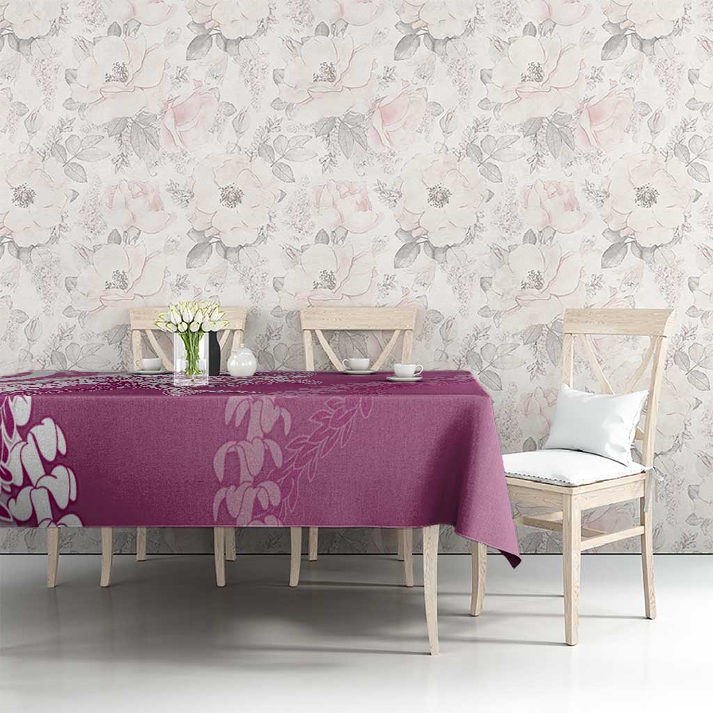 Hawaii Puakenikeni And Maile Lei Tablecloth Pink Polynesian Shark Tattoo DT05