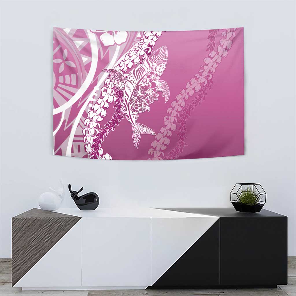 Hawaii Puakenikeni And Maile Lei Tapestry Pink Polynesian Shark Tattoo DT05