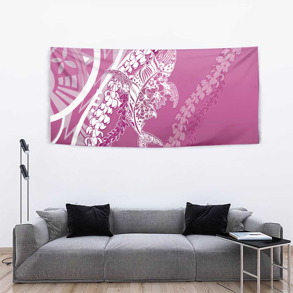 Hawaii Puakenikeni And Maile Lei Tapestry Pink Polynesian Shark Tattoo DT05