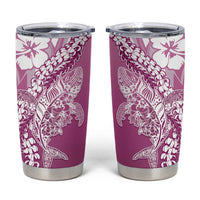 Hawaii Puakenikeni And Maile Lei Tumbler Cup Pink Polynesian Shark Tattoo DT05