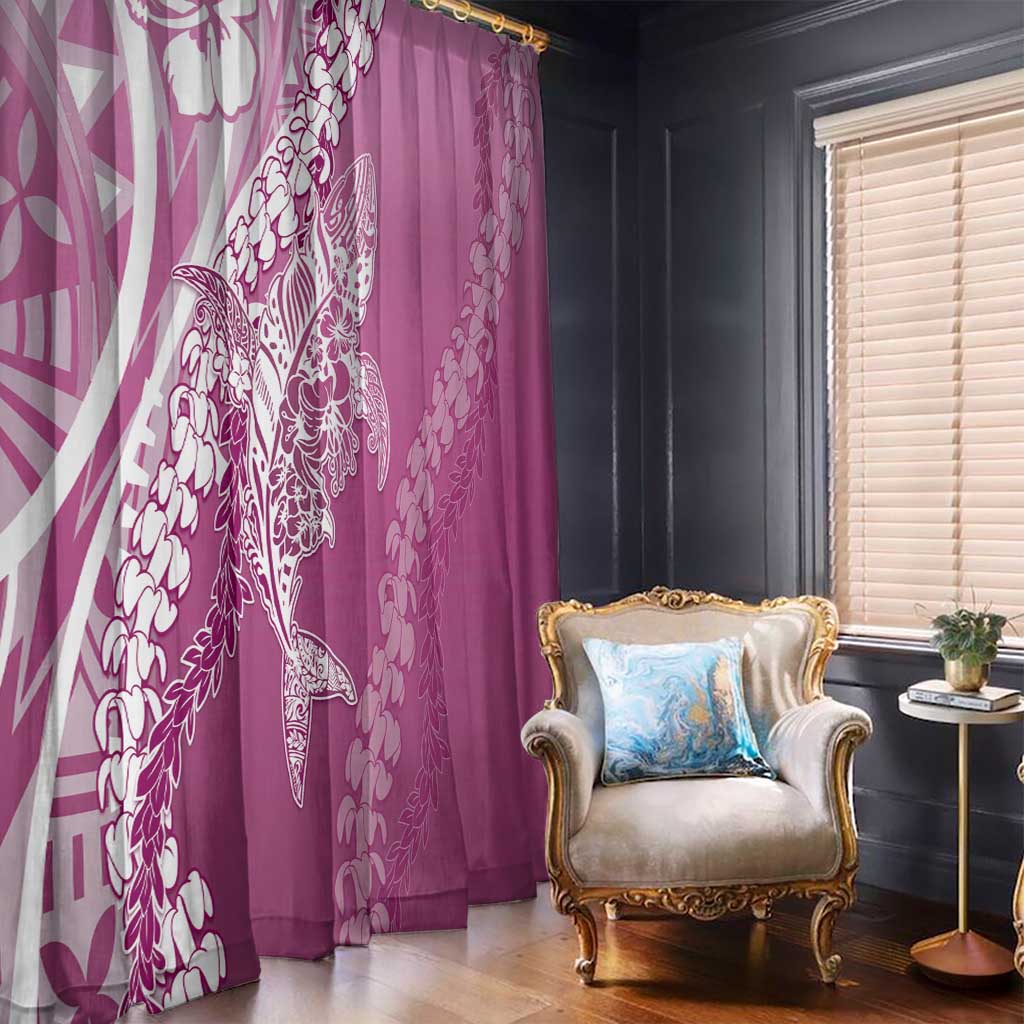 Hawaii Puakenikeni And Maile Lei Window Curtain Pink Polynesian Shark Tattoo DT05