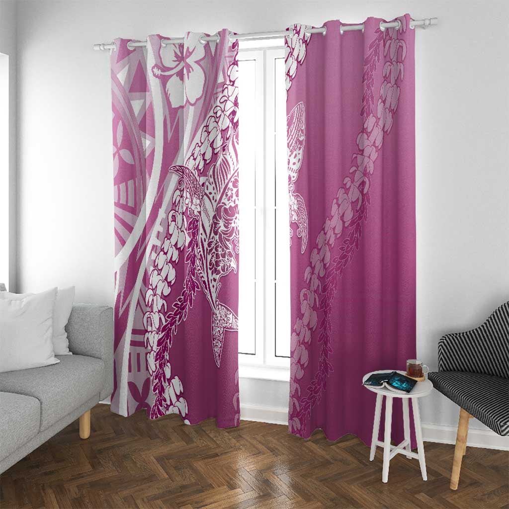 Hawaii Puakenikeni And Maile Lei Window Curtain Pink Polynesian Shark Tattoo DT05