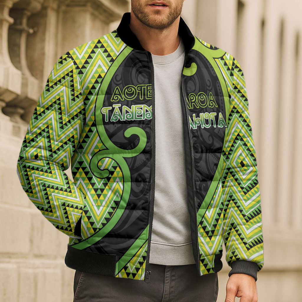 Custom Aotearoa Atua Tanemahuta Bomber Puffer Jacket God Of Forests Koru Patterns Koru Patterns
