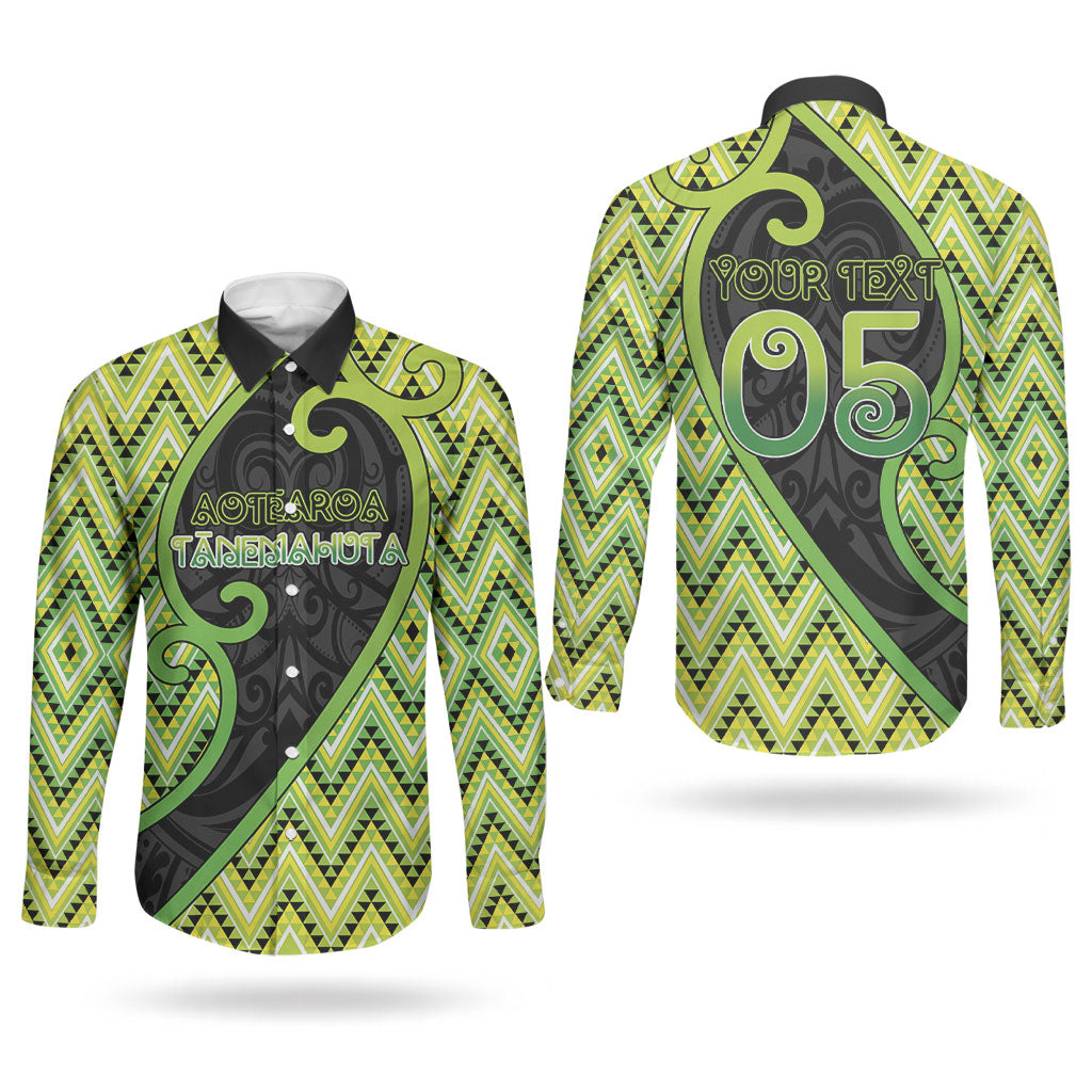 Custom Aotearoa Atua Tanemahuta Couples Matching Off Shoulder Maxi Dress and Long Sleeve Button Shirt God Of Forests Koru Patterns Koru Patterns