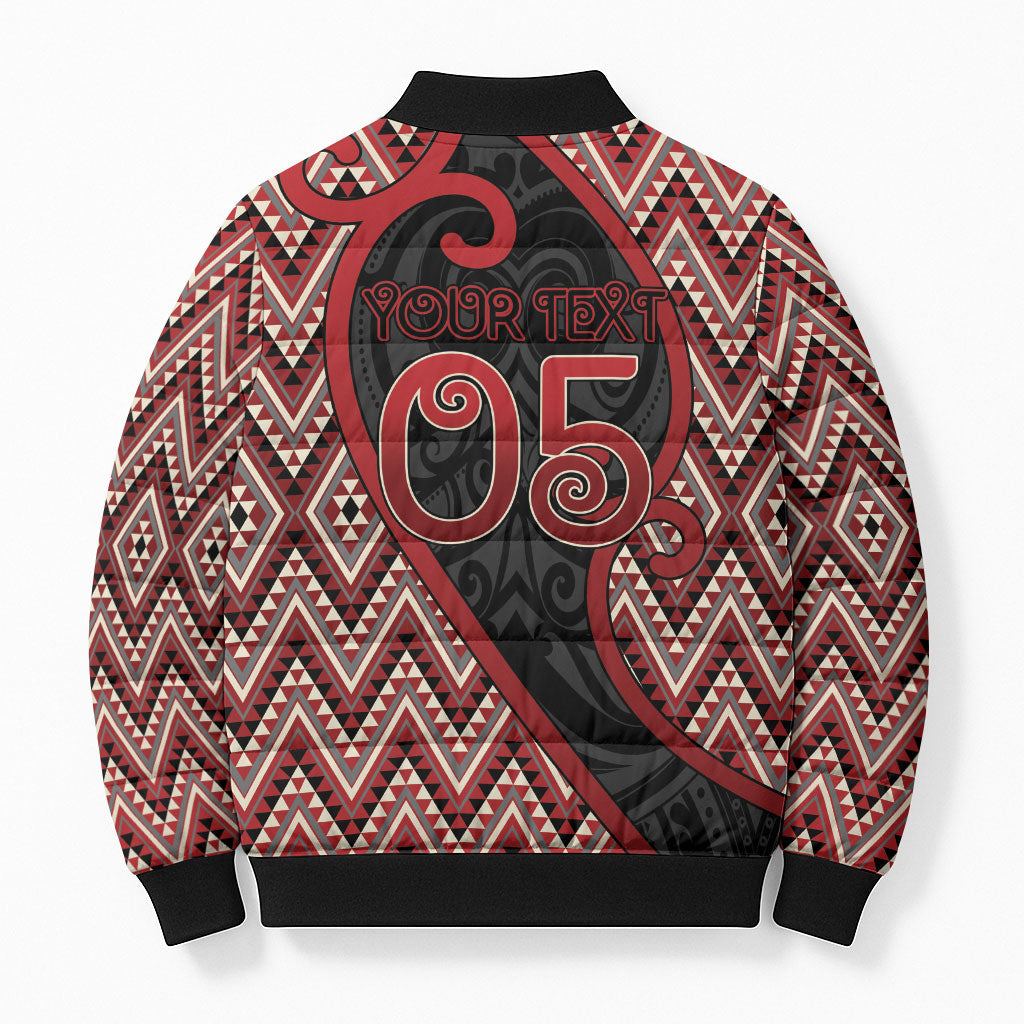 Custom Aotearoa Atua Tumatauenga Bomber Puffer Jacket God Of War Koru Patterns