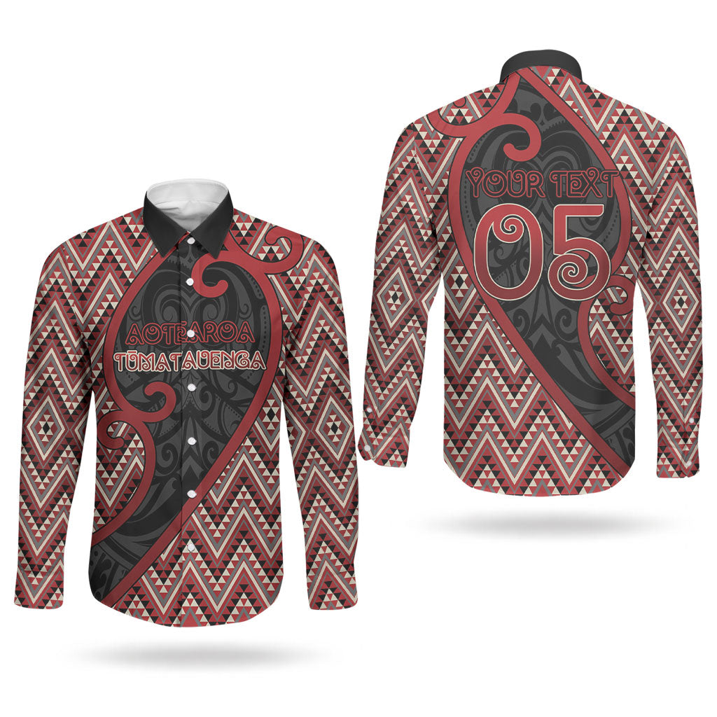 Custom Aotearoa Atua Tumatauenga Couples Matching Off The Shoulder Long Sleeve Dress and Long Sleeve Button Shirt God Of War Koru Patterns