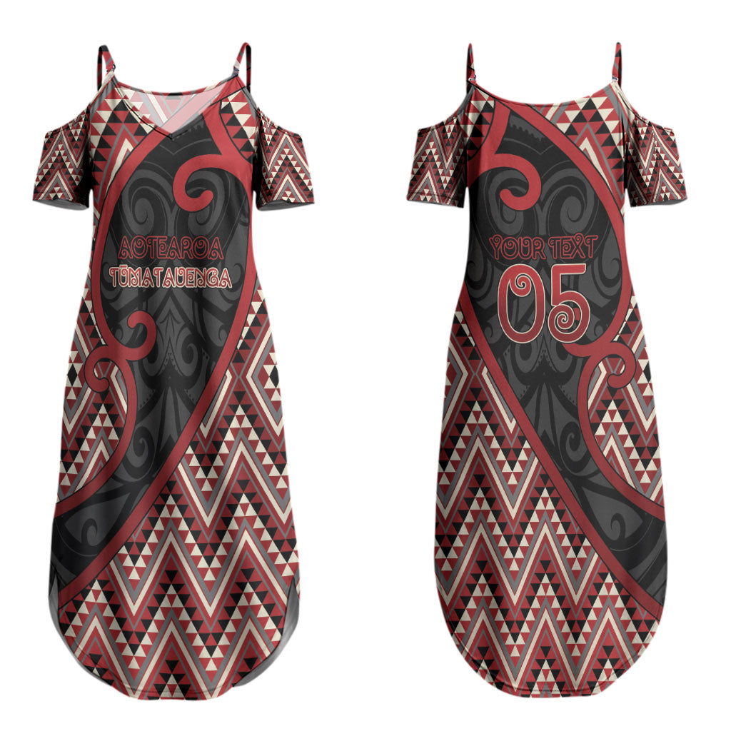 Custom Aotearoa Atua Tumatauenga Couples Matching Summer Maxi Dress and Long Sleeve Button Shirt God Of War Koru Patterns