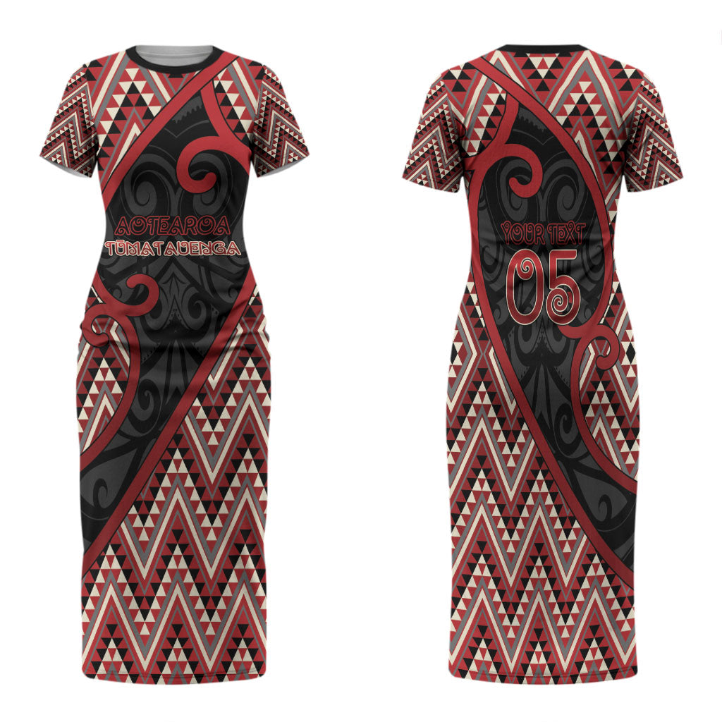Custom Aotearoa Atua Tumatauenga Family Matching Short Sleeve Bodycon Dress and Hawaiian Shirt God Of War Koru Patterns