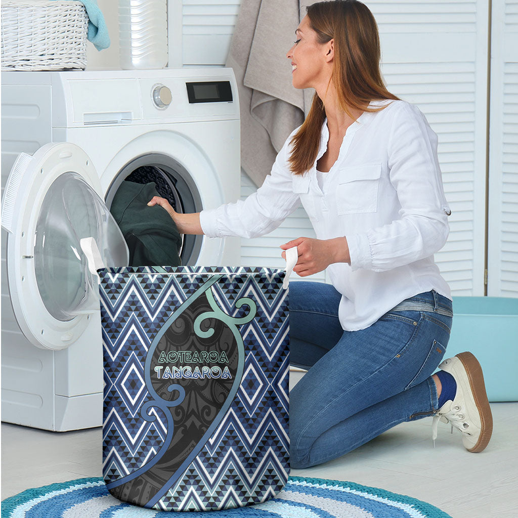 Aotearoa Atua Tangaroa Laundry Basket God Of Ocean Koru Patterns