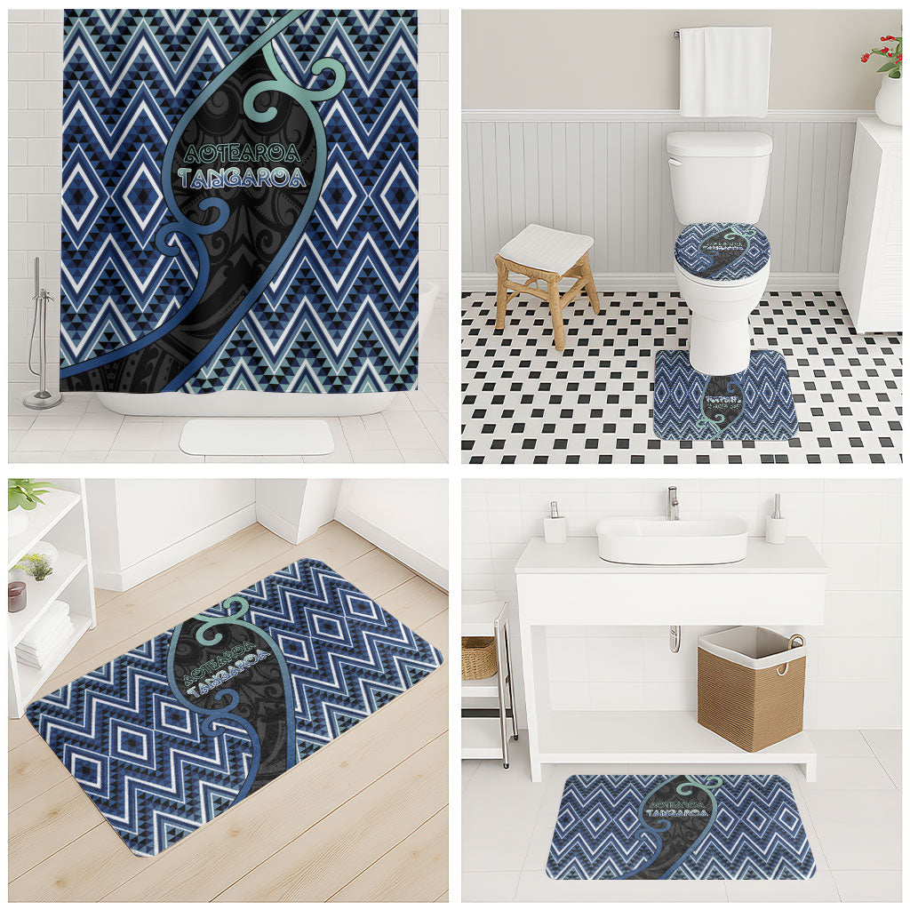 Aotearoa Atua Tangaroa Bathroom Set God Of Ocean Koru Patterns