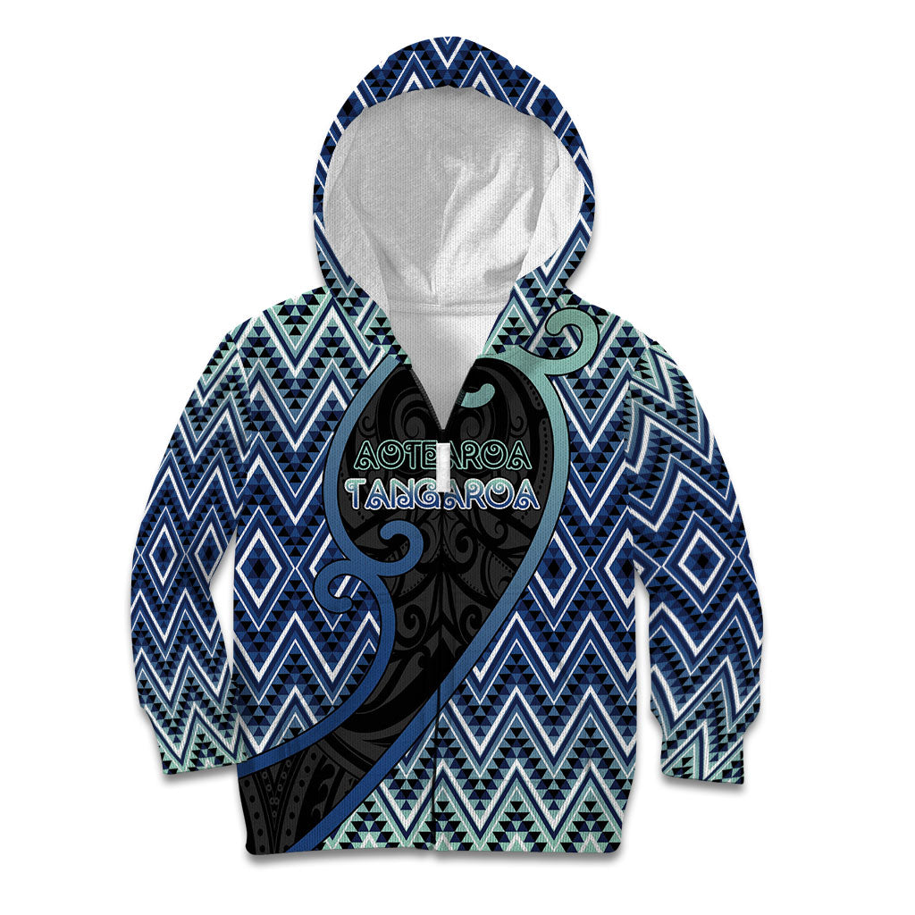 Custom Aotearoa Atua Tangaroa Kid Hoodie God Of Ocean Koru Patterns