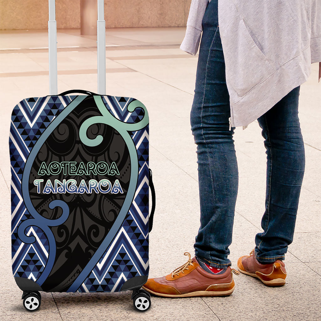Aotearoa Atua Tangaroa Luggage Cover God Of Ocean Koru Patterns