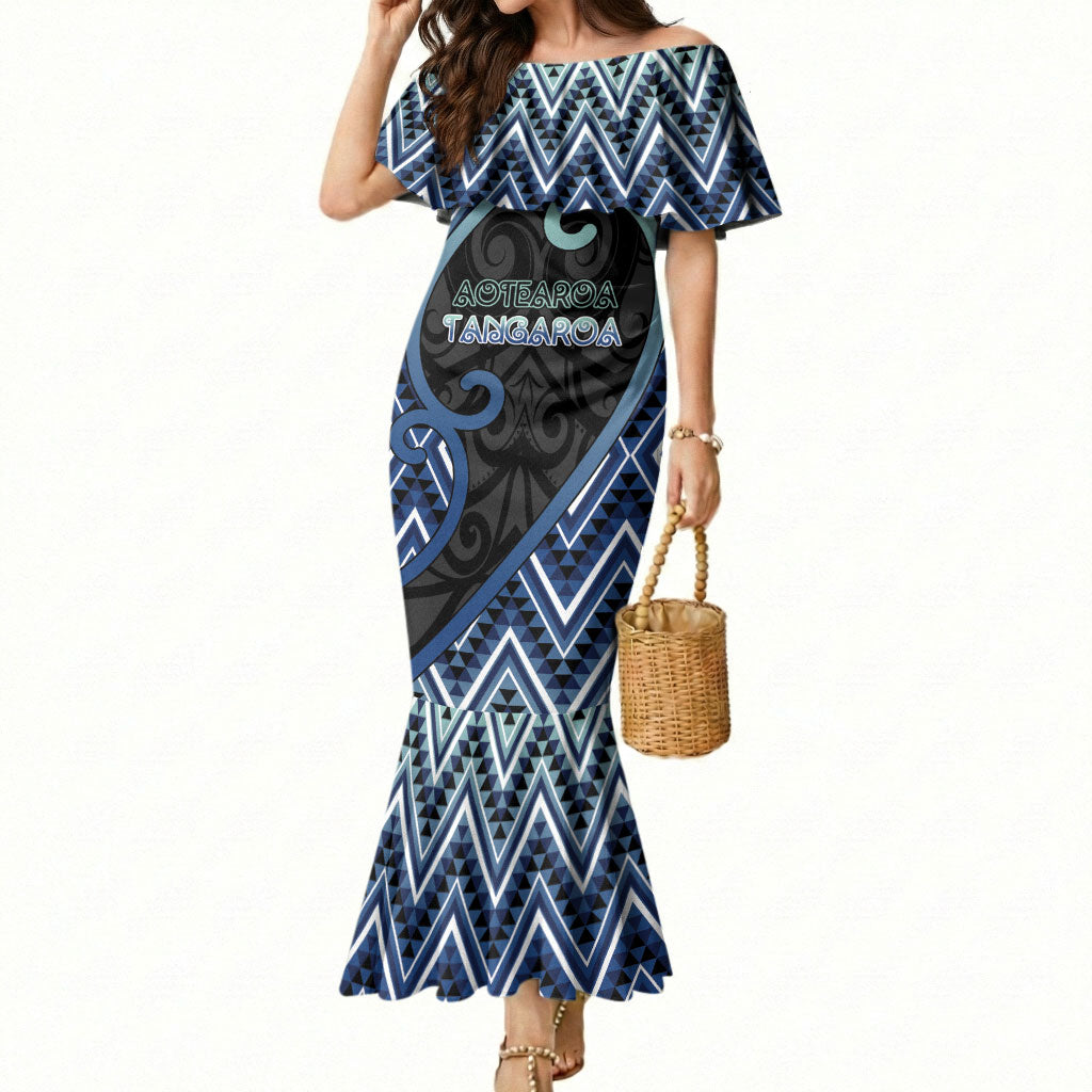 Custom Aotearoa Atua Tangaroa Mermaid Dress God Of Ocean Koru Patterns